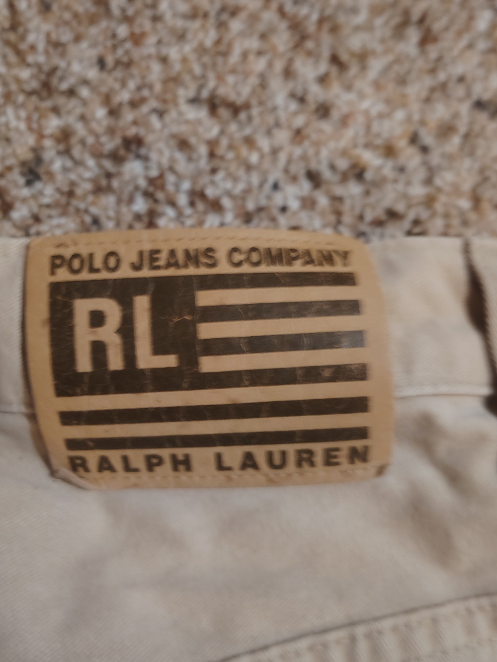 Ralph Lauren Men's Khaki Polo Jeans with Leather Brand Patch